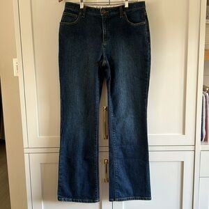 Lands' End Premium Denim Jeans Original Fit Med/Dark Wash Bootleg Size 8